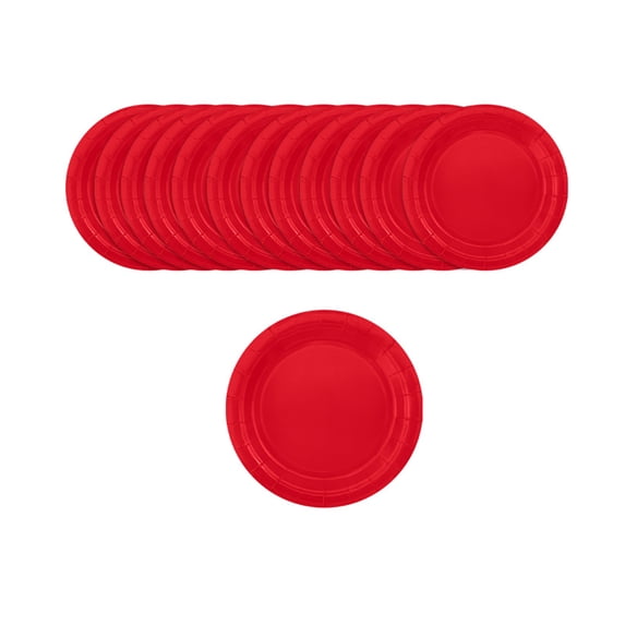 24Pcs 7" Red Disposable paper plate for Birthday & Holiday Parties, Festive Valentines Day Decorations & Christmas Table Decor F