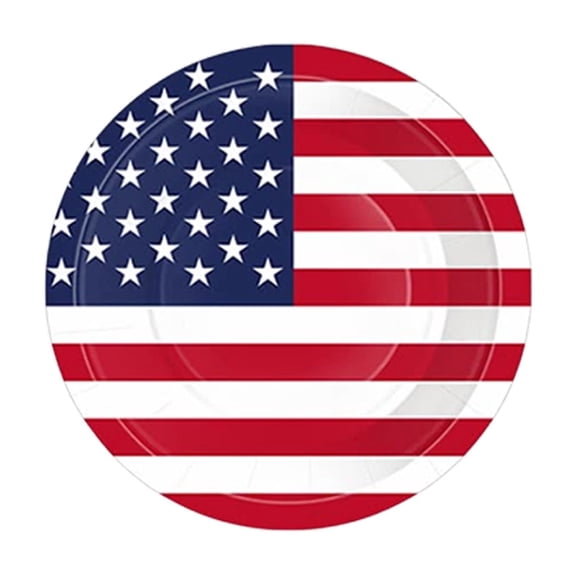 24Pcs 7In Dinner Plates 4th of July Patriotic Party Supplies American Flag Tableware Set Independence Day Stars And Stripes Pattern