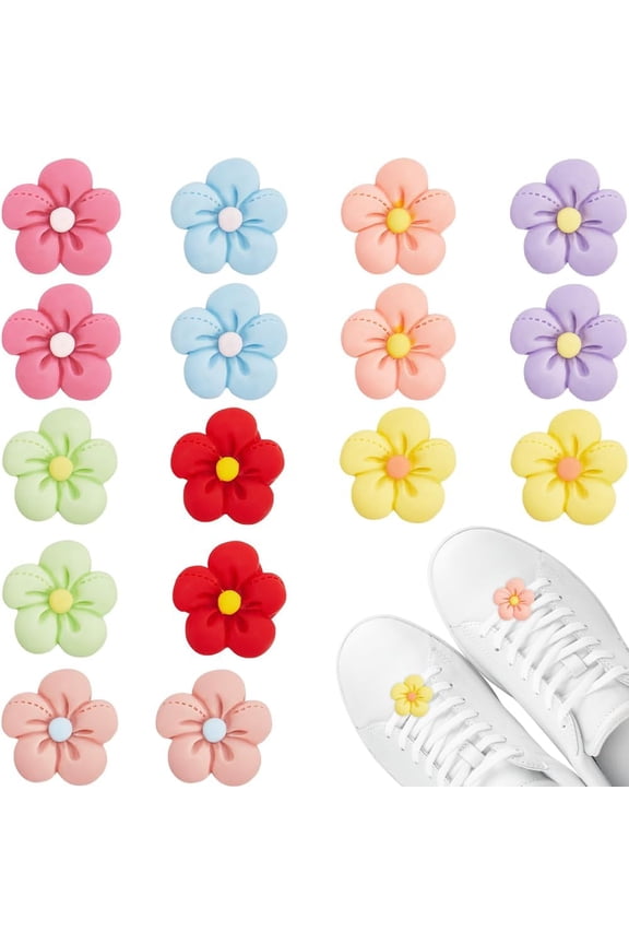 24Pcs 8 Colors Flower Shoe Charms Resin Shoe Decorations Accessories Mixed Color with Shoe Buckle Clip for Sweater Shoe Bag Girls Women Birthday Christmas Party Gift diy