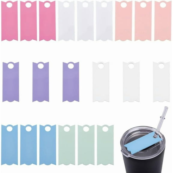 24Pcs 8 Colors Personalized Tumbler Name Plates Acrylic Custom Name Tag Blank Tumbler Plate Bulk Names Plate Rectangle Nameplate Tumbler Lid Topper for DIY Craft Supplies