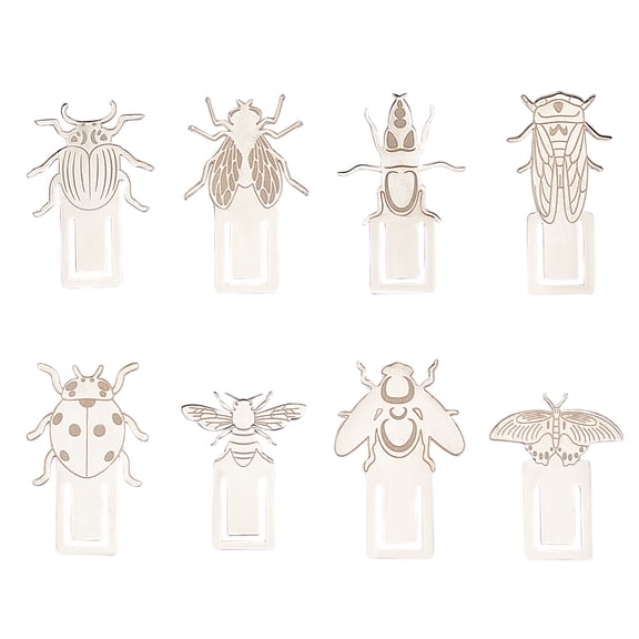 24Pcs 8 Styles Insect Metal Bookmarks Silver Stainless Steel Book Clips Book Page Label for Reading Book Lovers Writers Students