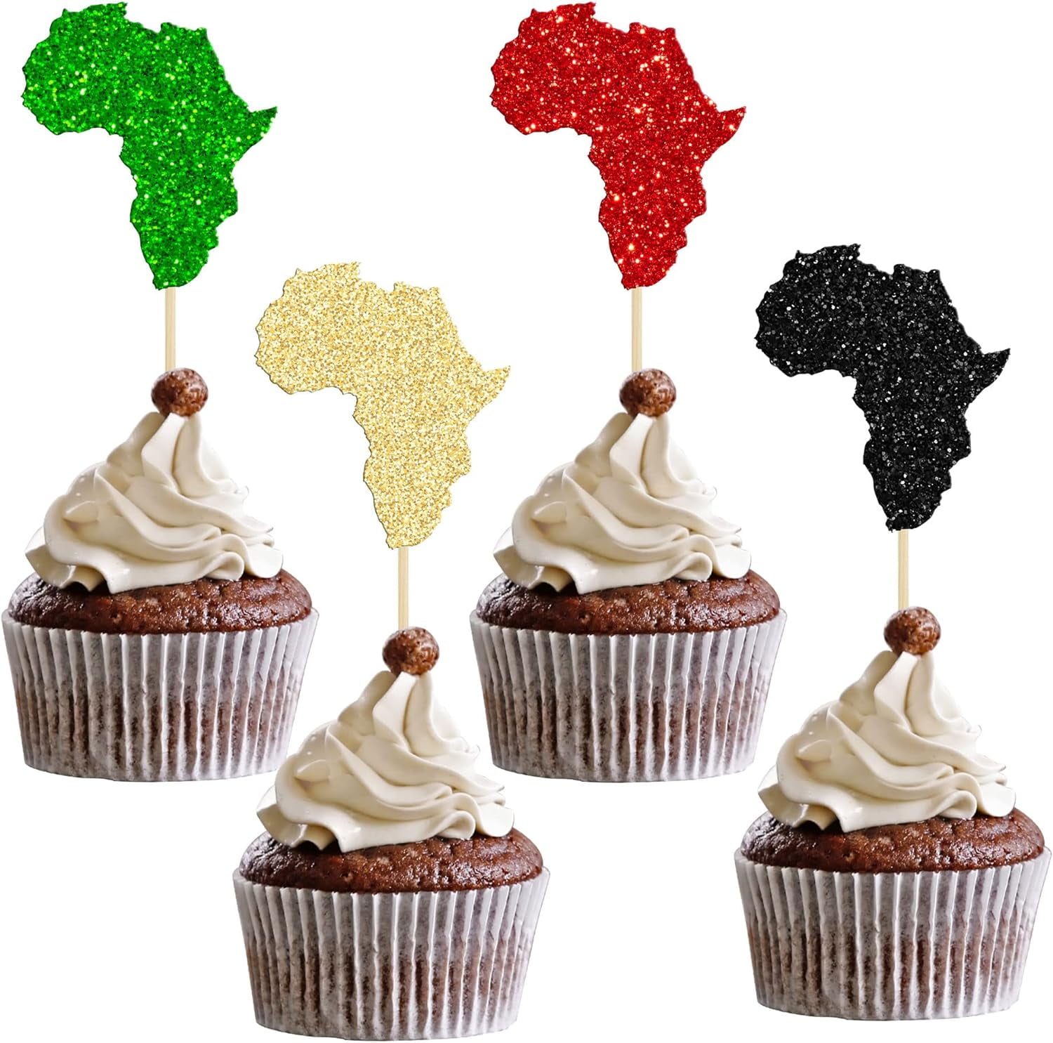 24Pcs African Map Cupcake Toppers Happy & Black History