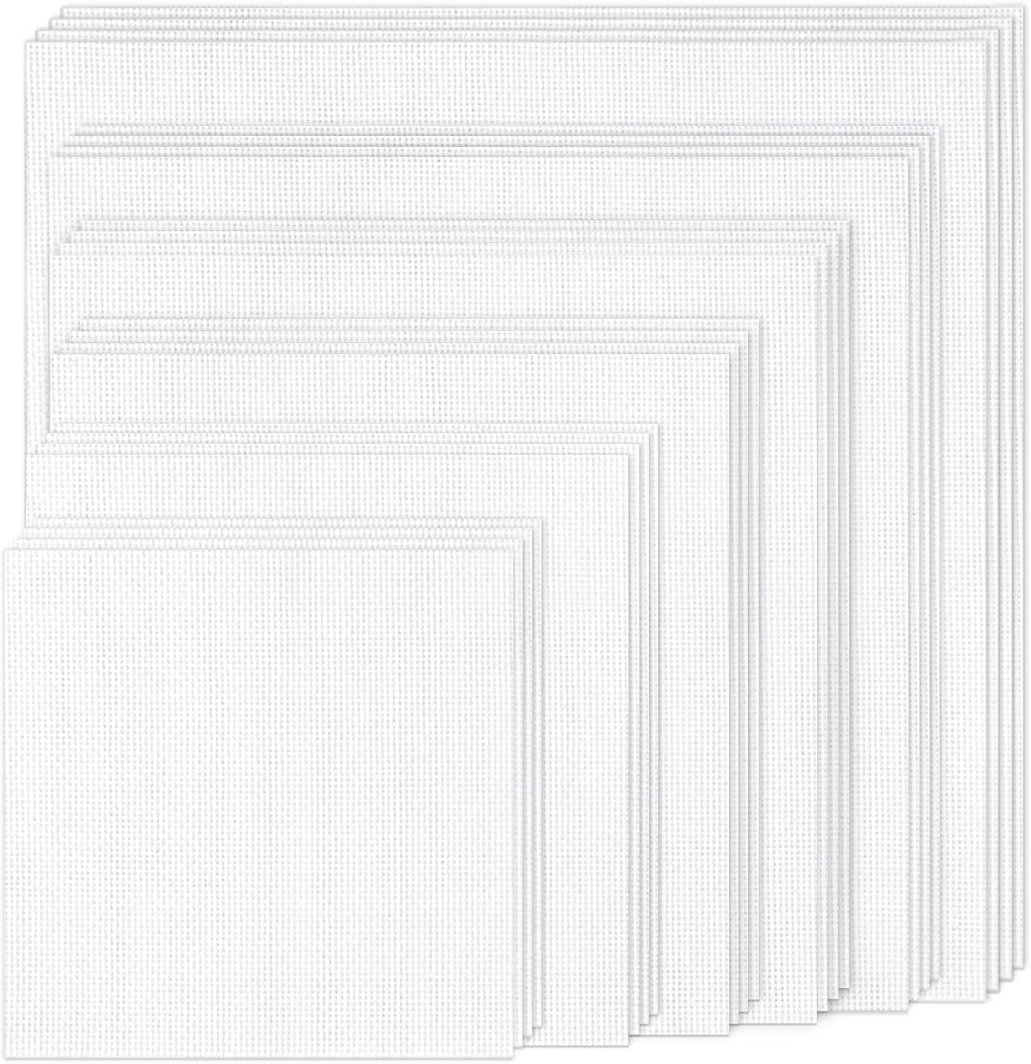 24Pcs Aida Cloth 14 Count, 6 Sizes White Cross Stitch Fabric for DIY Craft Embroidery (5.9 to 15.7 inch), Precut Aida Cloth Needlepoint Canvas for Embroidery Beginner, Needlework & Home Decor