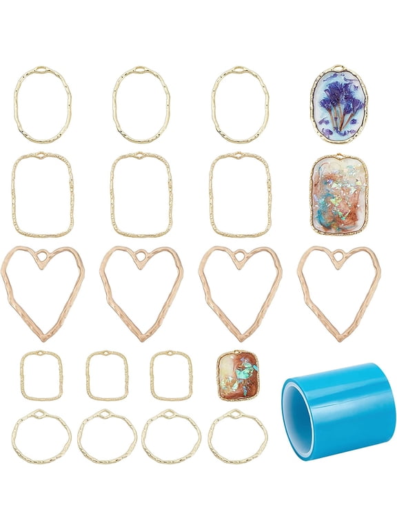 24Pcs Alloy Open Back Bezel Pendants Heart Shape Resin Frame Pendants Hollow Mold Pendants Pressed Flower Frame Charms for Resin Earrings Necklace Jewelry Making