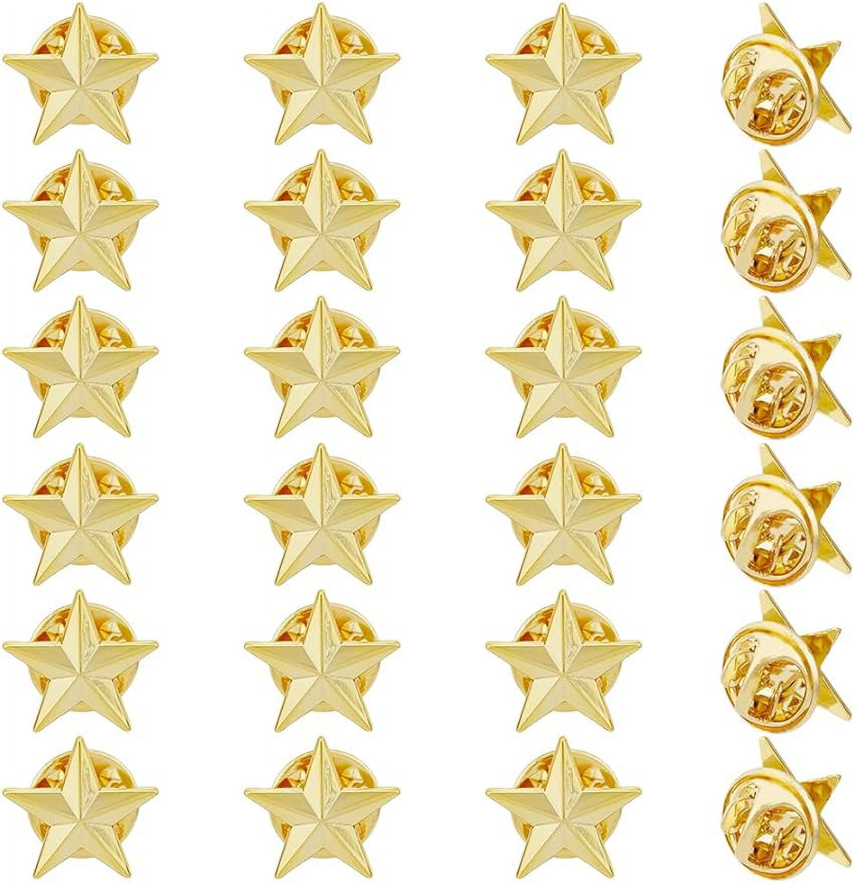 24Pcs Alloy Star Brooch Pins with Clutch Back Light Gold Pentagram Pins Brooches Set Tiny 15mm Creative Geometric Badge Tie Tack for Backpack Clothes Jackets Decoration
