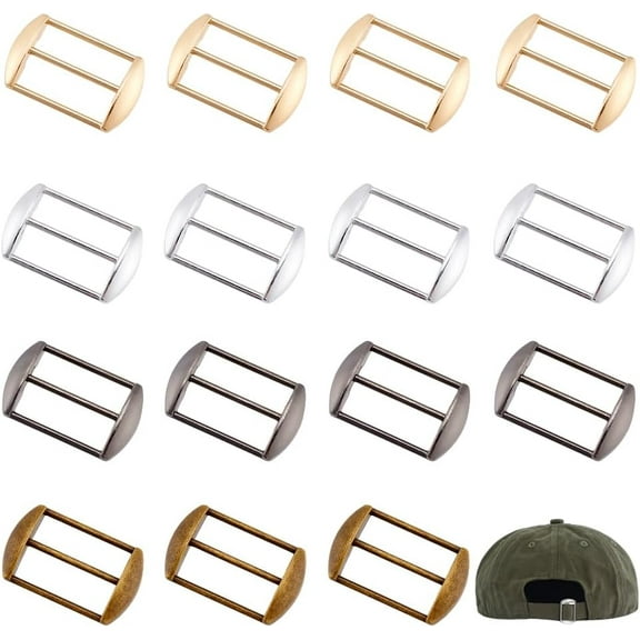 24Pcs Alloy Tri-Glide Slides Buckles 4 Colors Rectangle Cap Strap Adjuster Slider Tri-Glide Buttons Adjustable Buckle Fasteners Webbing Belts Buckle