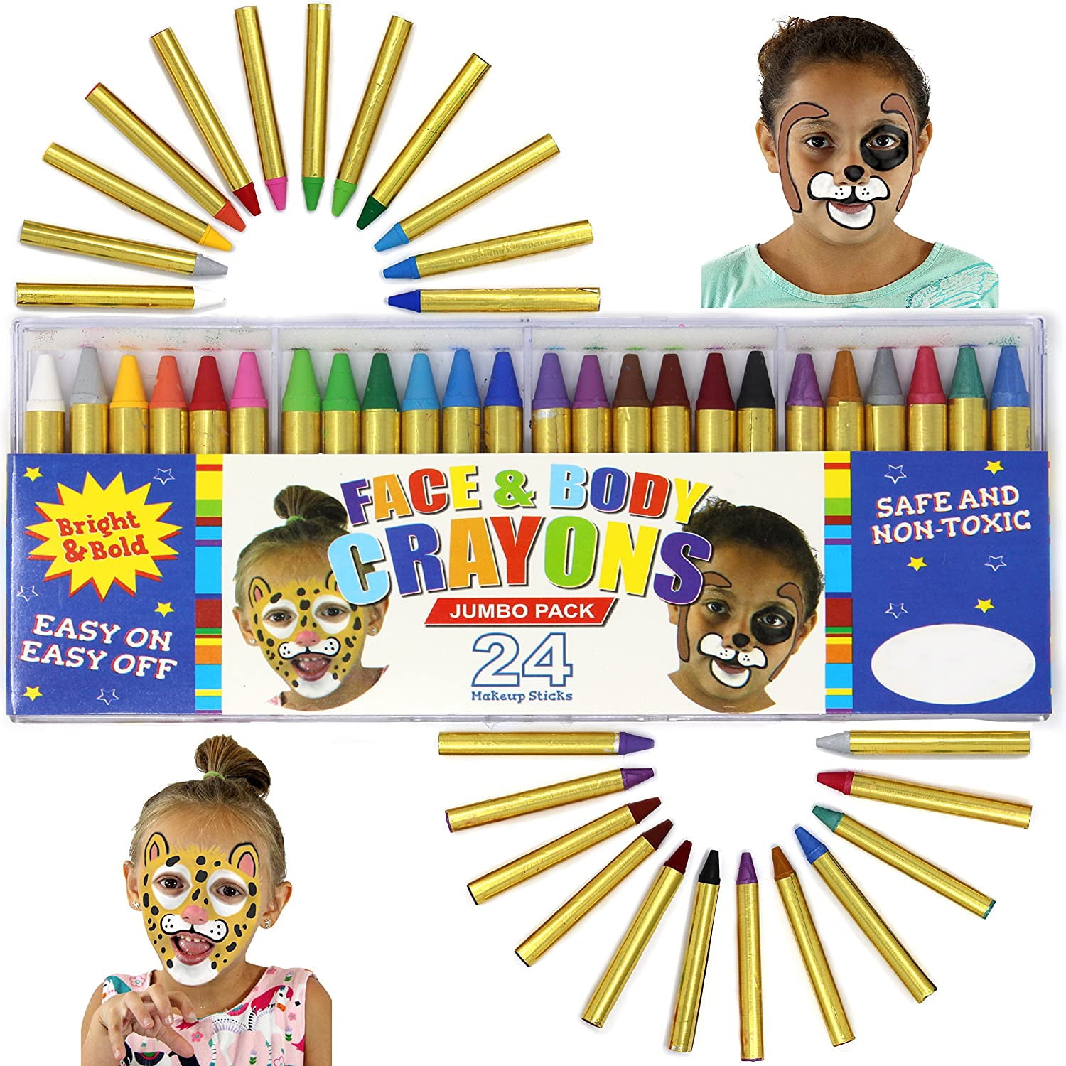 Morima Face Paint Kit for Kids,12PCS Face and Body Paint Crayons,Safe Non-Toxic Glow in Dark Face Painting Kit for Party Halloween, Boy's, Other
