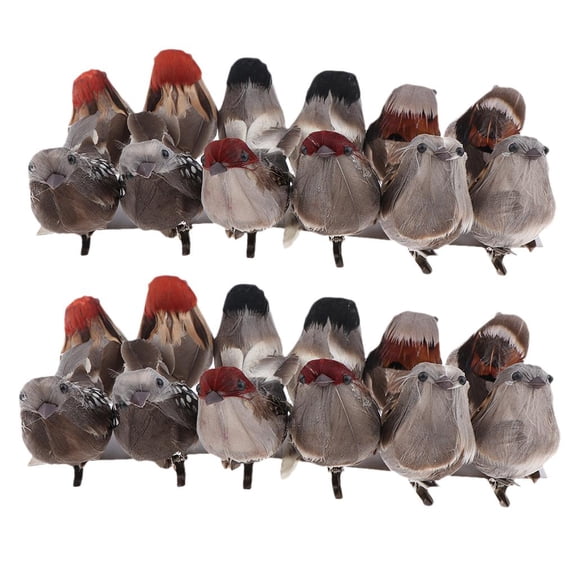 24Pcs Artificial Cute Fake Sparrow garden and home Decor
