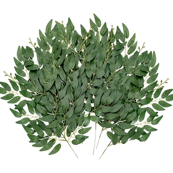 24Pcs Artificial Italian Ruscus Greenery Stems,Silk Plants Spray Faux Green Leaf Garland Branches Hanging Decoration for DIY Wedding Arch, Bouquet,Home Decor
