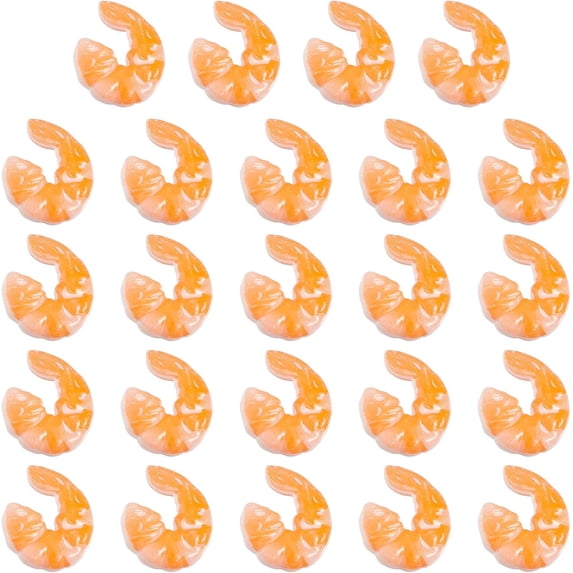 24Pcs Artificial Shrimp Figures Red Simulated Fake Shrimps Model Simulated Cooked Shrimps for Kitchen Home Decoration Display and Photography Prop 1.2inchCoral