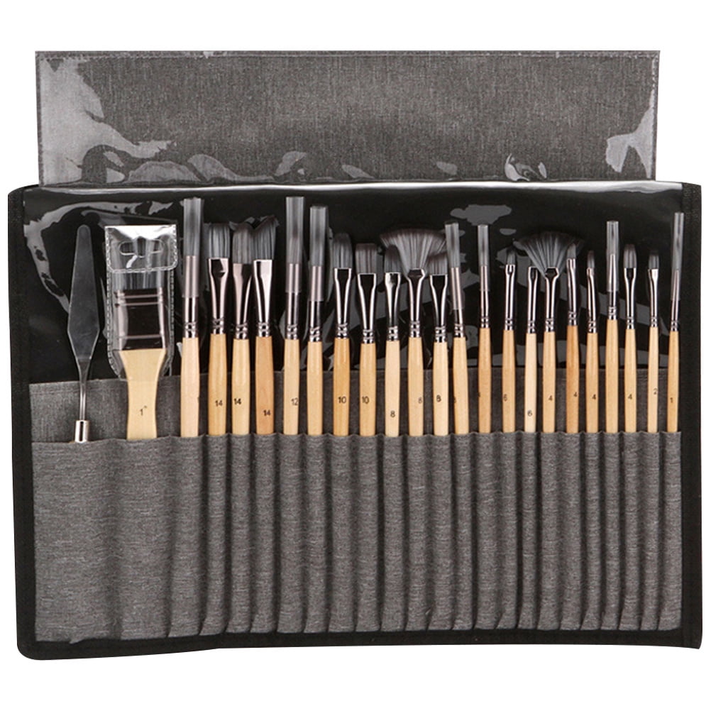 24Pcs Artist Paint Brushes Paint Brush Set Nylon Hair Painting Brushes