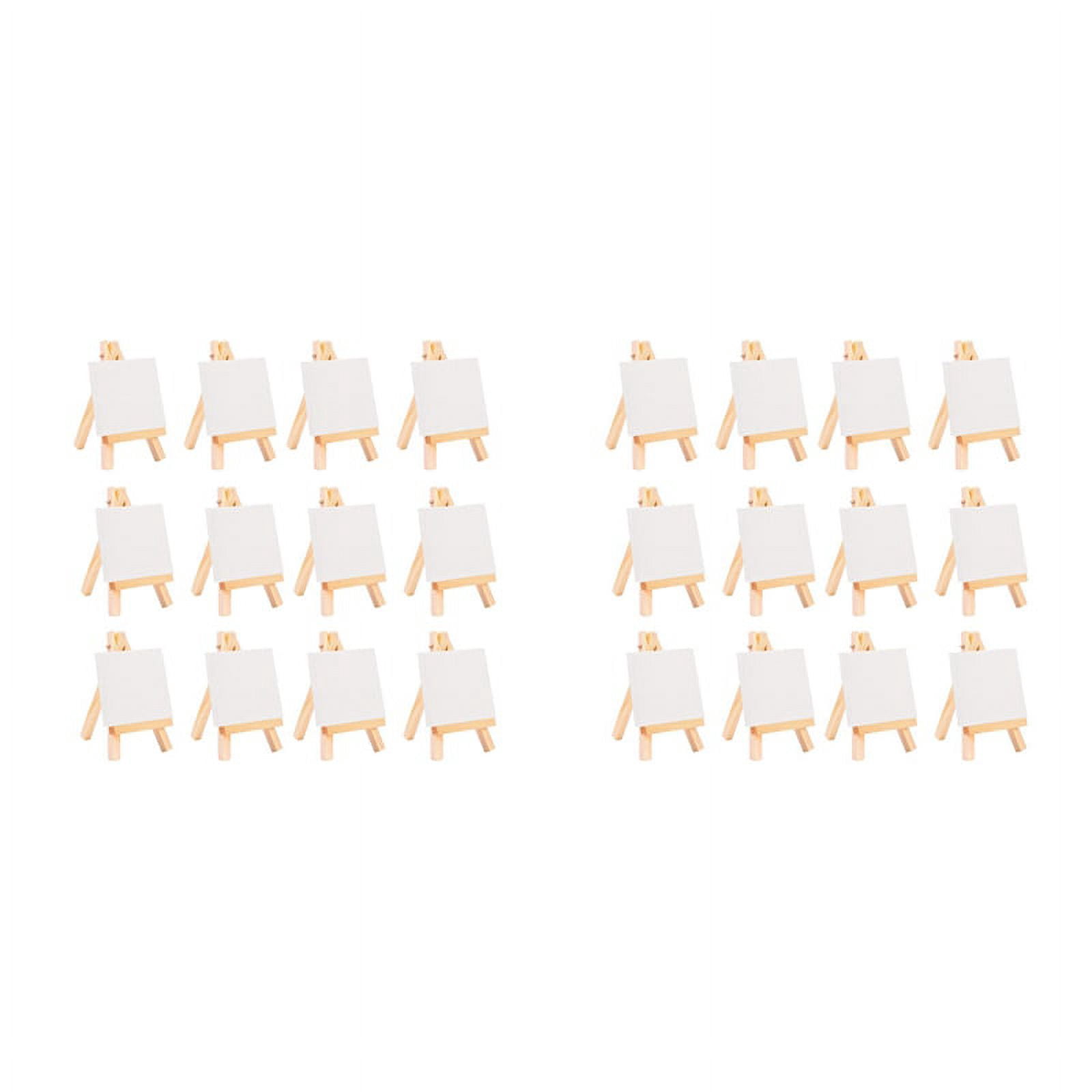 24Pcs Artists Mini Easel +3 Inch X3 Inch Mini Canvas Set Painting DIY Drawing Small Table Easel for School