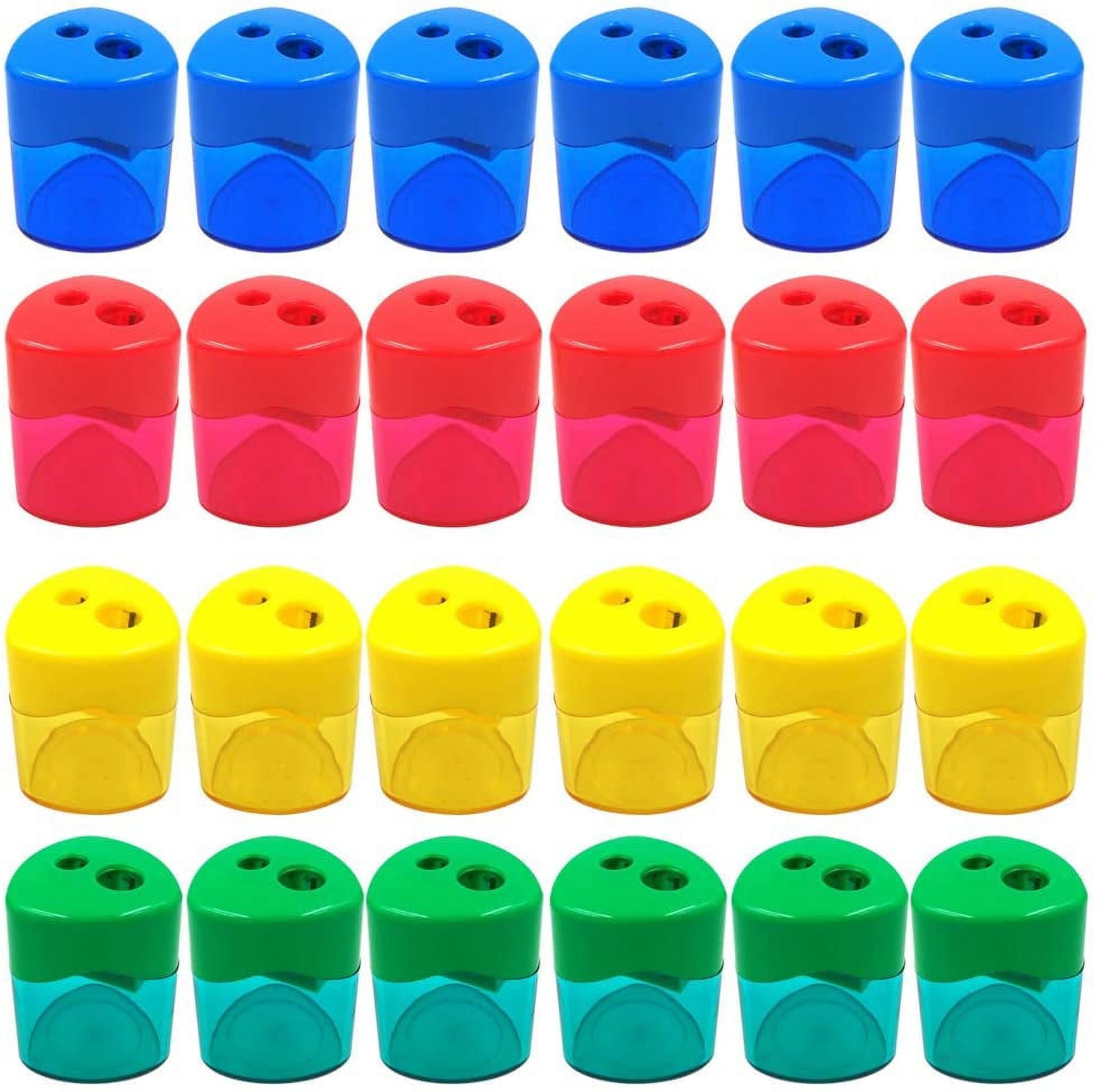 24Pcs Assorted Color Pencil Sharpener Manual Small Dual Hole Pencil