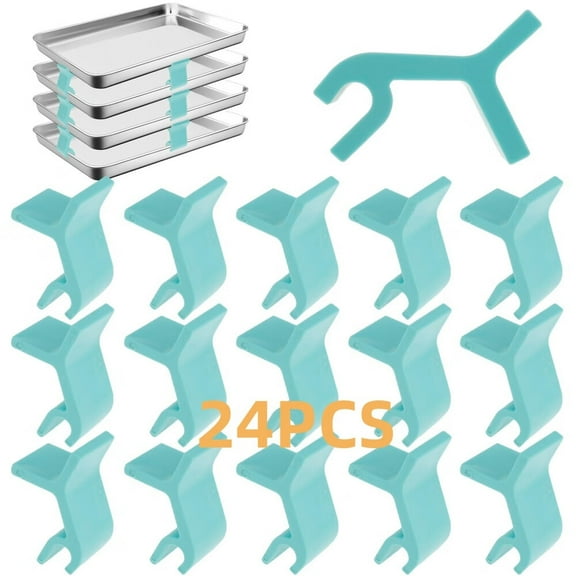 24Pcs Baking Sheet Stackers Set Space-Saving Tray Stackers Reusable Trays Stacking Holder Multipurpose Baking Tray Stackers for Freeze Dryer Trays 5x3x2.5 cm
