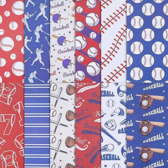 24Pcs Baseball Scrapbook Paper Pad 12 x 12 Inch Double-Sided Sports Ball Decorative Background Paper