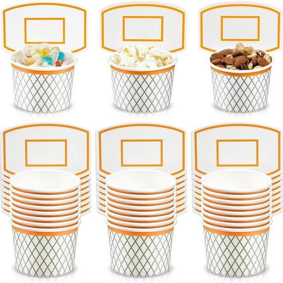 24Pcs Basketball Hoop Snack Cups,Basketball Party Decorations,Paper Cups Favors