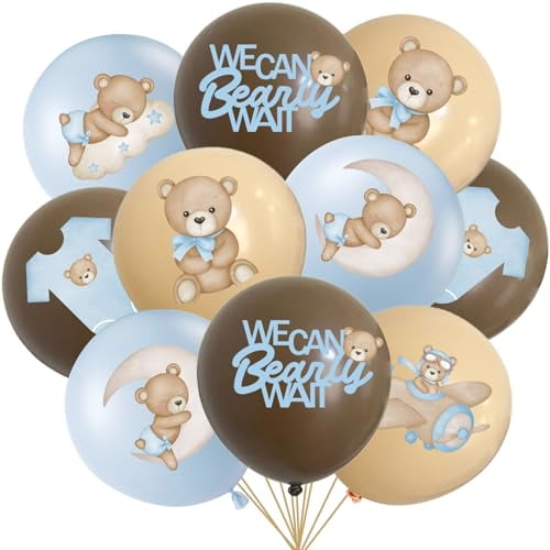 24Pcs Bear Balloons, 12 Inch Bear Baby Shower Decorations, Cute Bear ...
