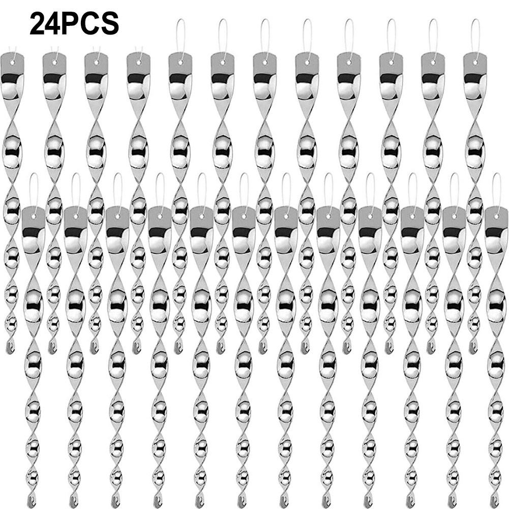 24Pcs Bird Repellent Reflective Scare Rods, Ornamental Spiral Deterrent Control Device