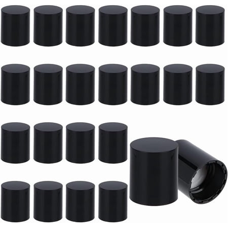 24Pcs Black Cosmetic Bottle Cap 24/410 Frosted Screw Top Caps 25mm Inner Diameter Plastic Column Bottle Cap Replacement Caps
