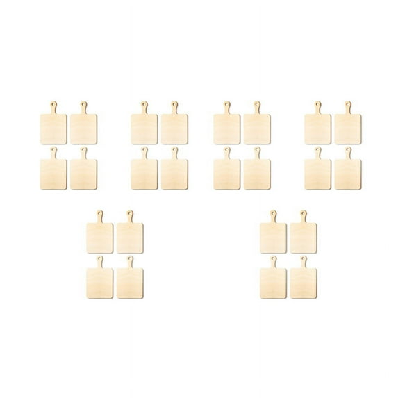 24Pcs Blank Mini Wooden Cutting Boards with Handle Small Cutting Board DIY Home Kitchen Cooking Vegetable Decor A