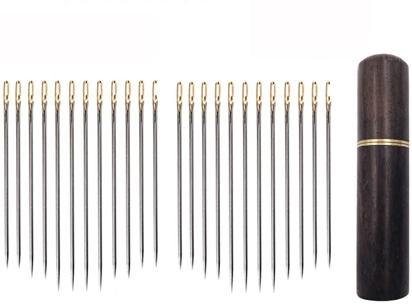 30pcs/set Self Threading Needles Easy Threading Needles With Wooden Needle  Case For Storing Handmade Sewing Embroidery Needle