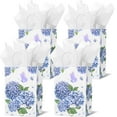 24Pcs Blue Floral Gift STF9 Bags with White Tissue Watercolor Hydrangea