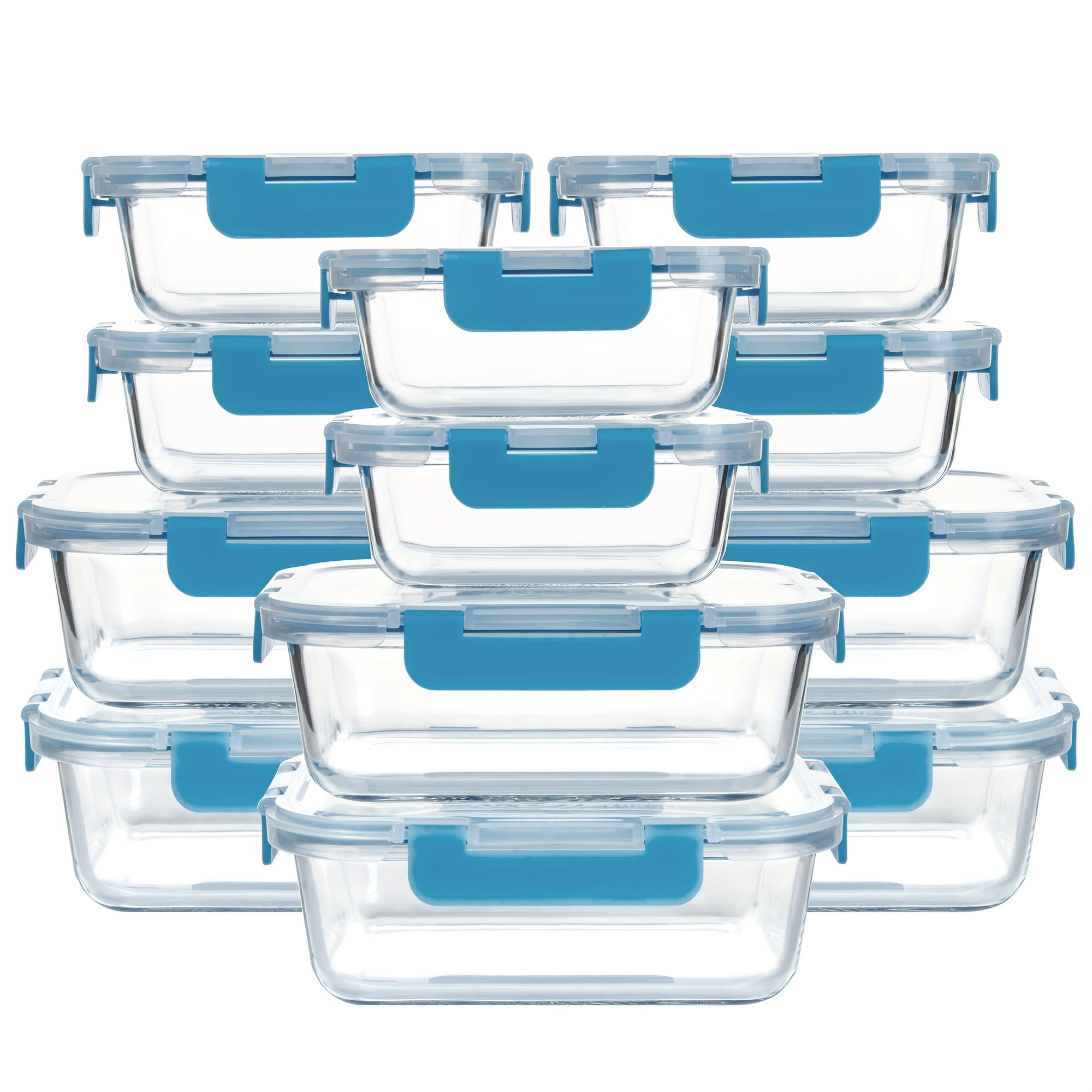 Glass Food Storage Set 10-Piece Leak-Proof Borosilicate Blue Lids