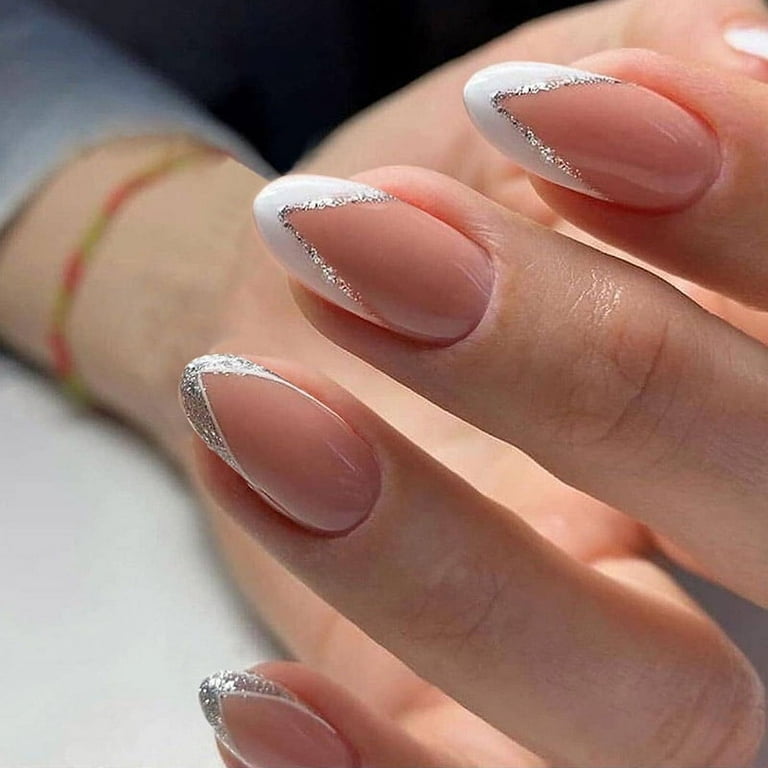 White and silver acrylic nails hotsell