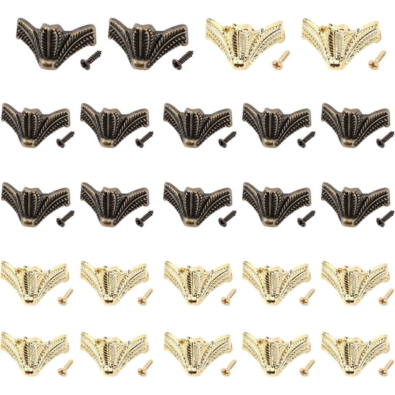 24Pcs Box Legs Zinc Alloy Wood Box Feet Leg Corner Protector Wood Case Jewelry Chest Storage Box Feet Leg Corner Protector with Screws colorful