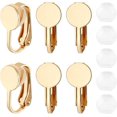 thumbnail image 1 of 24Pcs Brass Clip-on Earring Findings 24Pcs Plastic Pads for Clip on Earrings Real 18K Gold Plated 7.5~16x7.5~9.4x3~8mm, 1 of 8