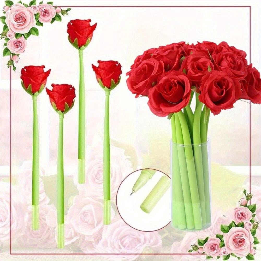 24Pcs Bulk Rose Shaped Ballpoint Pen, Black Ink Artificial Flower Pens for Women Girlfriend Wife Office Birthday Valentines Party Favors