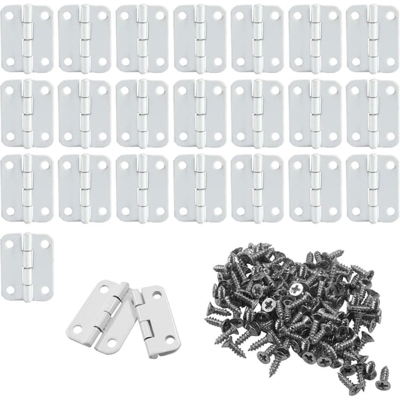 24Pcs Butt Hinge, 1" x 3/4" Metal Foldable Door Hinges with Screws for Cabinet Door Closet, Jewelry, Wooden Box (White)