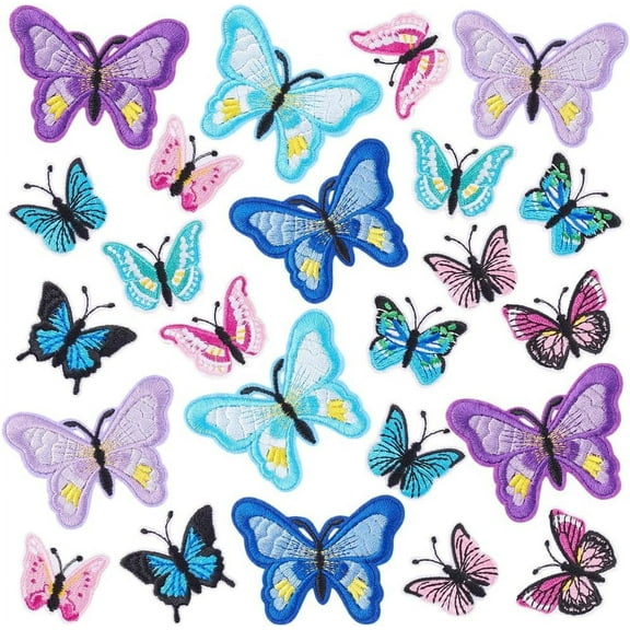24Pcs Butterfly Patches Applique 12 Styles Butterfly Embroidery Appliques Sew on Patches Butterfly Iron On Patch Butterfly Applique for Clothing Dress Shirt Pants Jackets Hats Backpacks