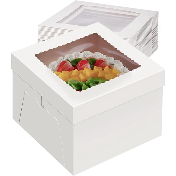 24Pcs Cake Boxes 10 Inch (24pcs boxes), 10X10X8 Inch Square White Bakery Boxes With Windown For Baking, Cajas Pasteles, Cookie, Pastries, Pie, Wedding, Birthday, Mothers day