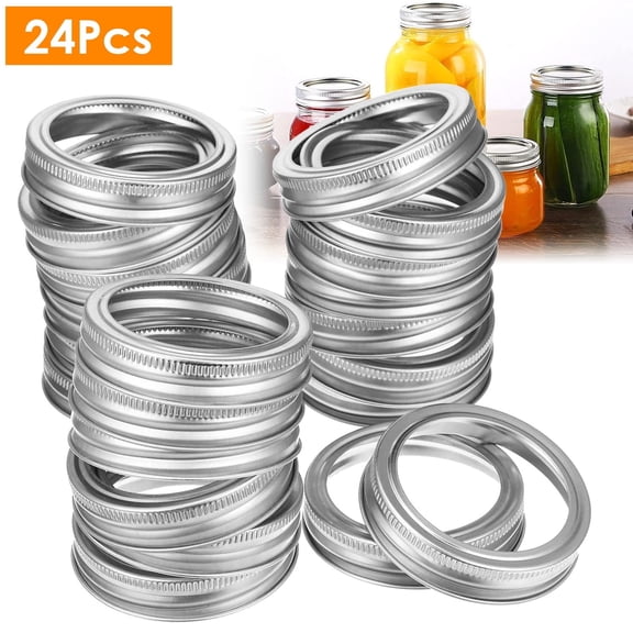 24Pcs Canning Rings for Mason Jars Regular Mouth Rust Proof Screw Bands Leak Proof Tinplate Metal Bands Rings for Mason Canning Jar Ball Jar Canning Jars Storage