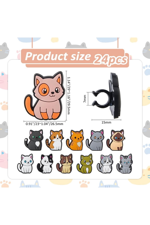 24Pcs Cat Stethoscope Charms Cute Silicone Stethoscope Tags Stethoscopes Decorations Gifts Pencil Topper Decorations for Nurse Doctor Medical Assistant