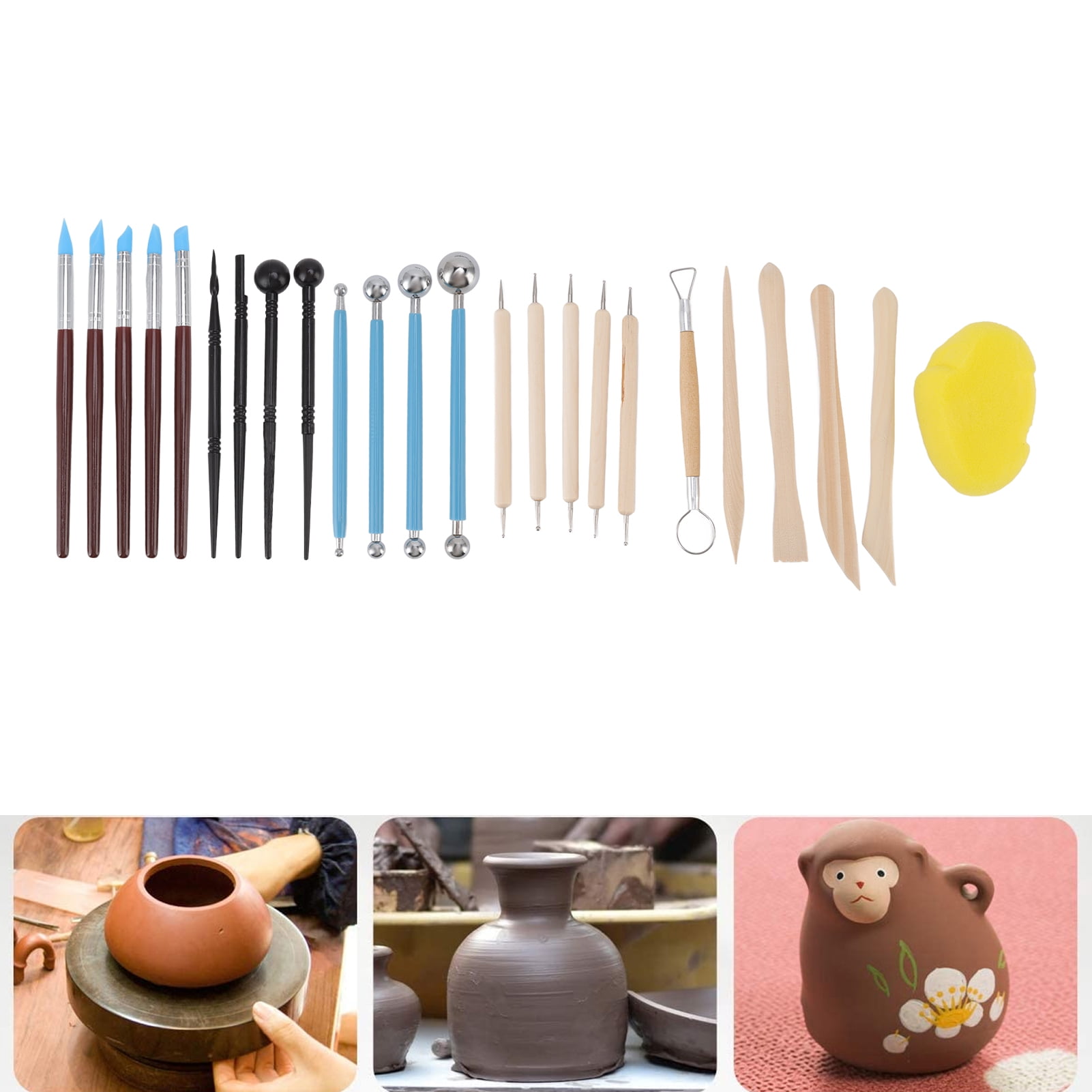 24Pcs Ceramic Carving Tools, Complete Tools Pottery Tool Multifunction