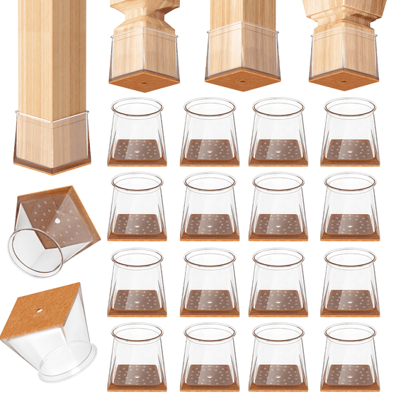 24Pcs Chair Leg Floor Protectors ,Square Caps Covers Furniture Pads for Hardwood Floors Protect the Floor from Scratches