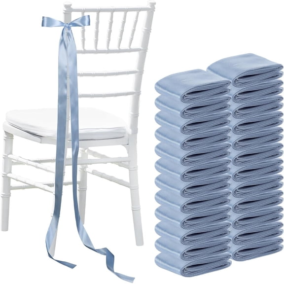 24Pcs Chair Sash Ribbons for Wedding Decorations, 1.57x 78.74in DIY Bow Decorations Set for Lawn Party Chair Decor, for Ceremony Birthday Baby Shower,Blue