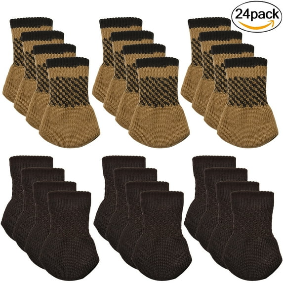 24Pcs Chair Socks, Outgeek Knitted Anti-skid Chair Leg Floor Protectors Furniture Pads Table Desk Leg Covers Caps for Home Kitchen Living Room Patio Office
