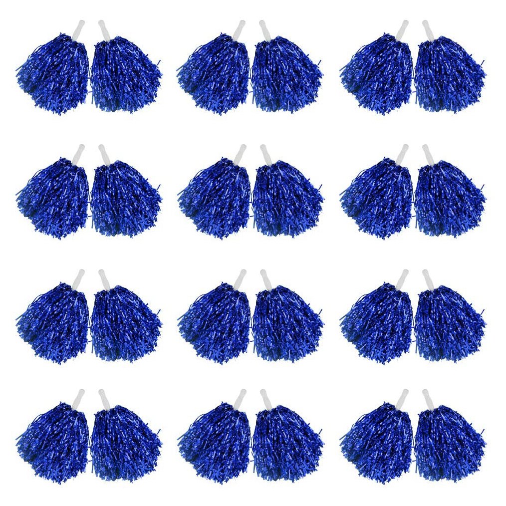 24Pcs Cheerleading Pom Poms Metallic Foil Cheer Pom Poms with Plastic