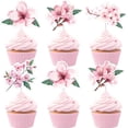 thumbnail image 1 of 24Pcs Cherry Blossom Cupcake Toppers, Pink Sakura Cupcake Picks Birthday Baby Bridal Shower Decoration Flower Theme Party Supplies for Girls Women, 1 of 6