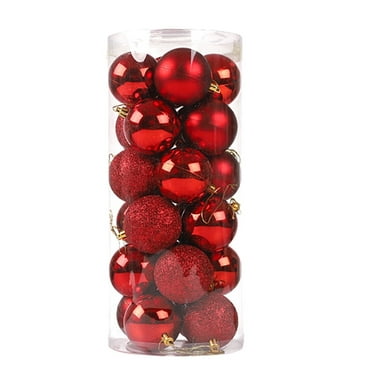 24Pcs Christmas Ball Christmas Decorations Red 40mm/1.57", Christmas Tree Ornaments Balls for Xmas Christmas Tree Decorations Shatterproof Christmas Ornaments for Holiday Wedding Party Decor