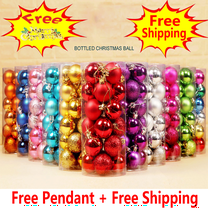 24Pcs Christmas Ball Ornaments for Tree, Christmas Balls Christmas Tree Ornaments with Strings - Shatterproof Christmas Ornaments Set for Xmas Tree, Holiday, Wedding, Party (Free Pendant)