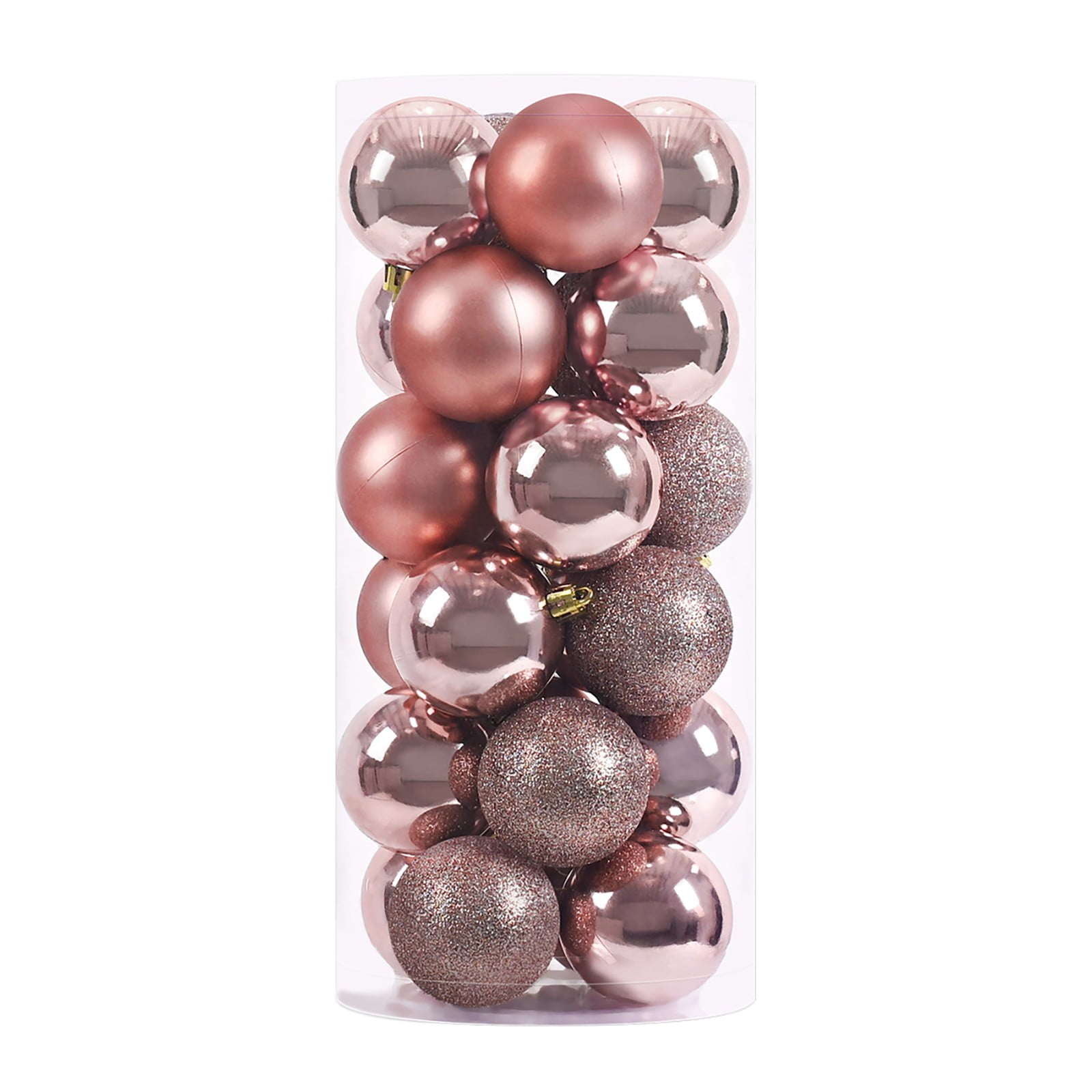 24Pcs Christmas Ball Xmas Tree Glitter Balls Hanging Baubles Decor 8CmRose Gold