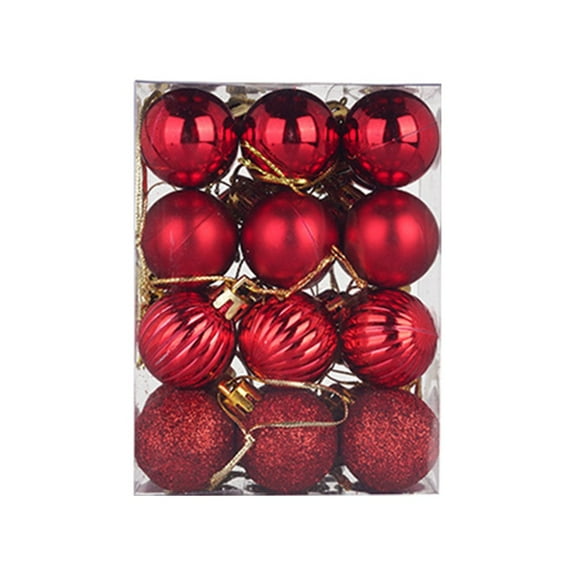 24Pcs Christmas Balls Ornament Mini Shatterproof Christmas Xmas Tree Balls Bauble Decorations Hanging Home Party Ornament Decor Red