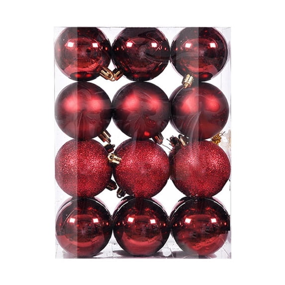 24Pcs Christmas Balls Ornaments for Xmas Christmas Tree - 3 Style Shatterproof Christmas Tree Decorations Hanging Ball for Holiday Wedding Party Decoration (1.57"/4CM)