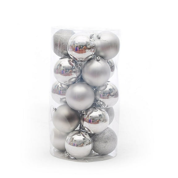 24Pcs Christmas Balls Ornaments for Xmas Christmas Tree Decorations Hanging Ball for Holiday Wedding Party Decoration Shatterproof Plastic Christmas Ball Ornaments Room Decor (Silver)