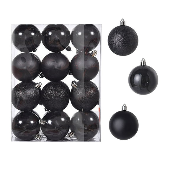 24Pcs Christmas Balls Ornaments for Xmas Christmas Tree - Shatterproof Christmas Tree Decorations Hanging Ball for Holiday Wedding Party Decoration, 2.36in (Black)