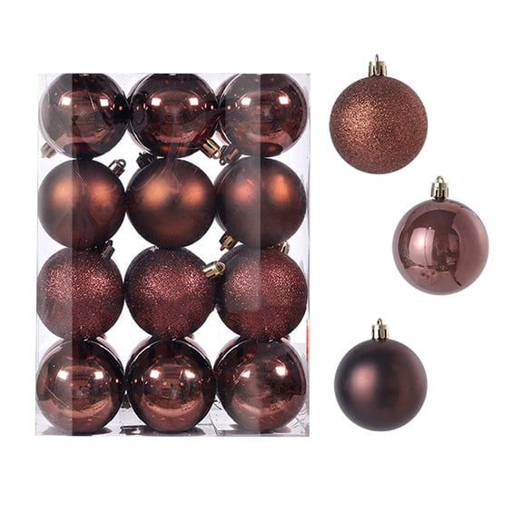 24Pcs Christmas Balls Ornaments for Xmas Christmas Tree - Shatterproof Christmas Tree Decorations Hanging Ball for Holiday Wedding Party Decoration, 2.36in (Coffee)